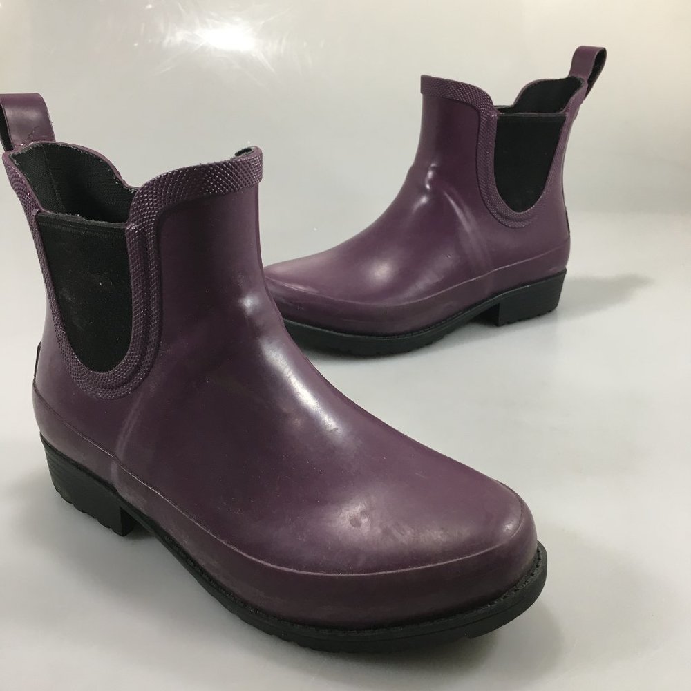 L.L. Bean 6 Purple Rugged Wellie Chelsea Ankle Rain Boots Waterproof